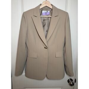 Tahari Beige/Tan Suit Jacket - One button Professional Blazer Size 4 Clean Girl